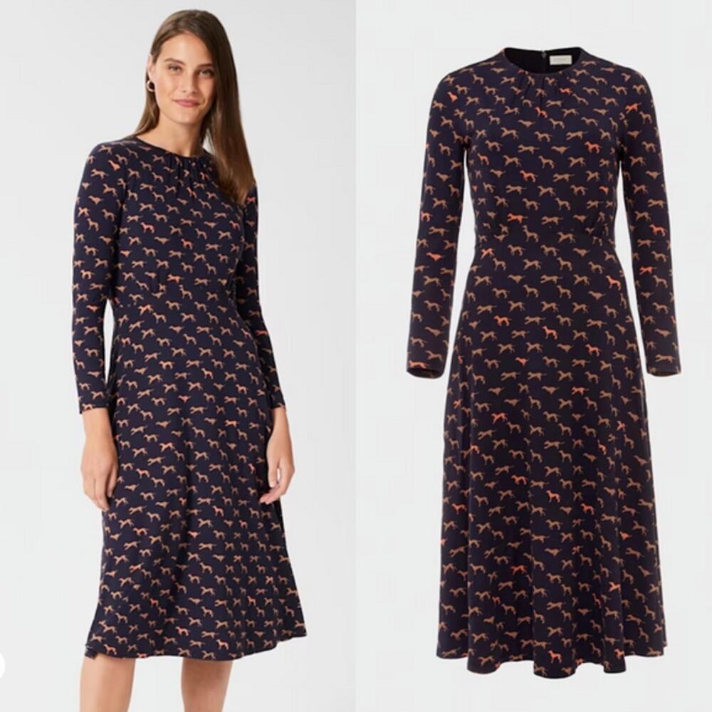 Hobbs London Dog Print‎ Midi Dress